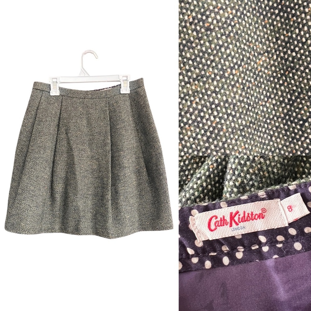 Cath Kidston Women’s Tweed Wool Mini Skirt Brown/Green size 8